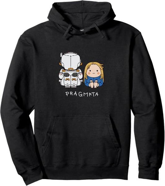 PRAGMATA Black Hoodie - Hugh & Diana Sitting