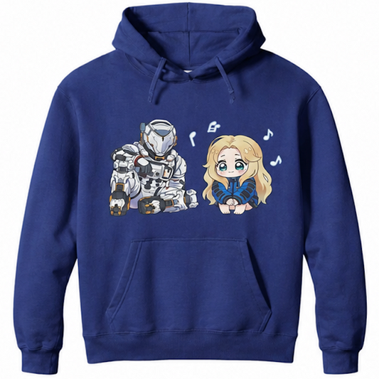 PRAGMATA Navy Blue Hoodie – Hugh & Diana Sitting Singing