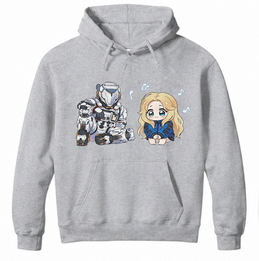 PRAGMATA Gray Hoodie – Hugh & Diana Sitting Singing
